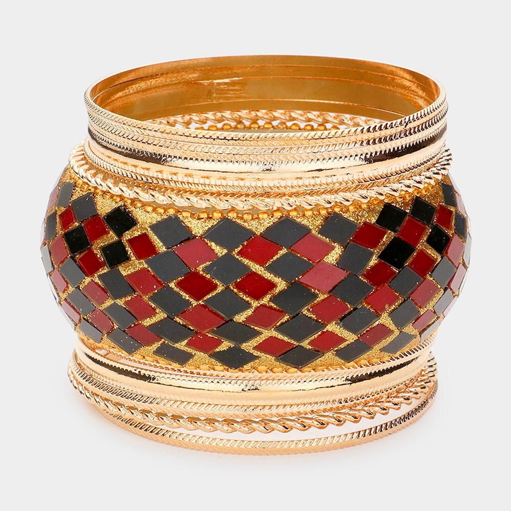 11 PCS Gold Multi Layered Bangle Stacking Bracelets - Picture 2 of 3